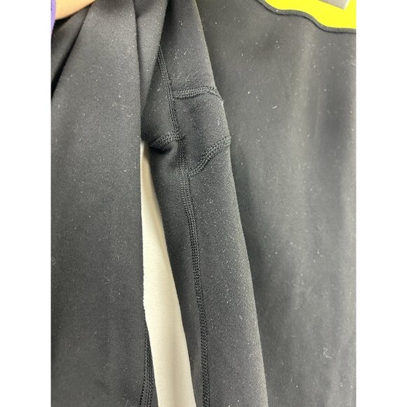 Lululemon Women’s 8 Gather & Crow Crop Pull-On Luon Athletic Panst Black Yellow - Picture 9 of 13